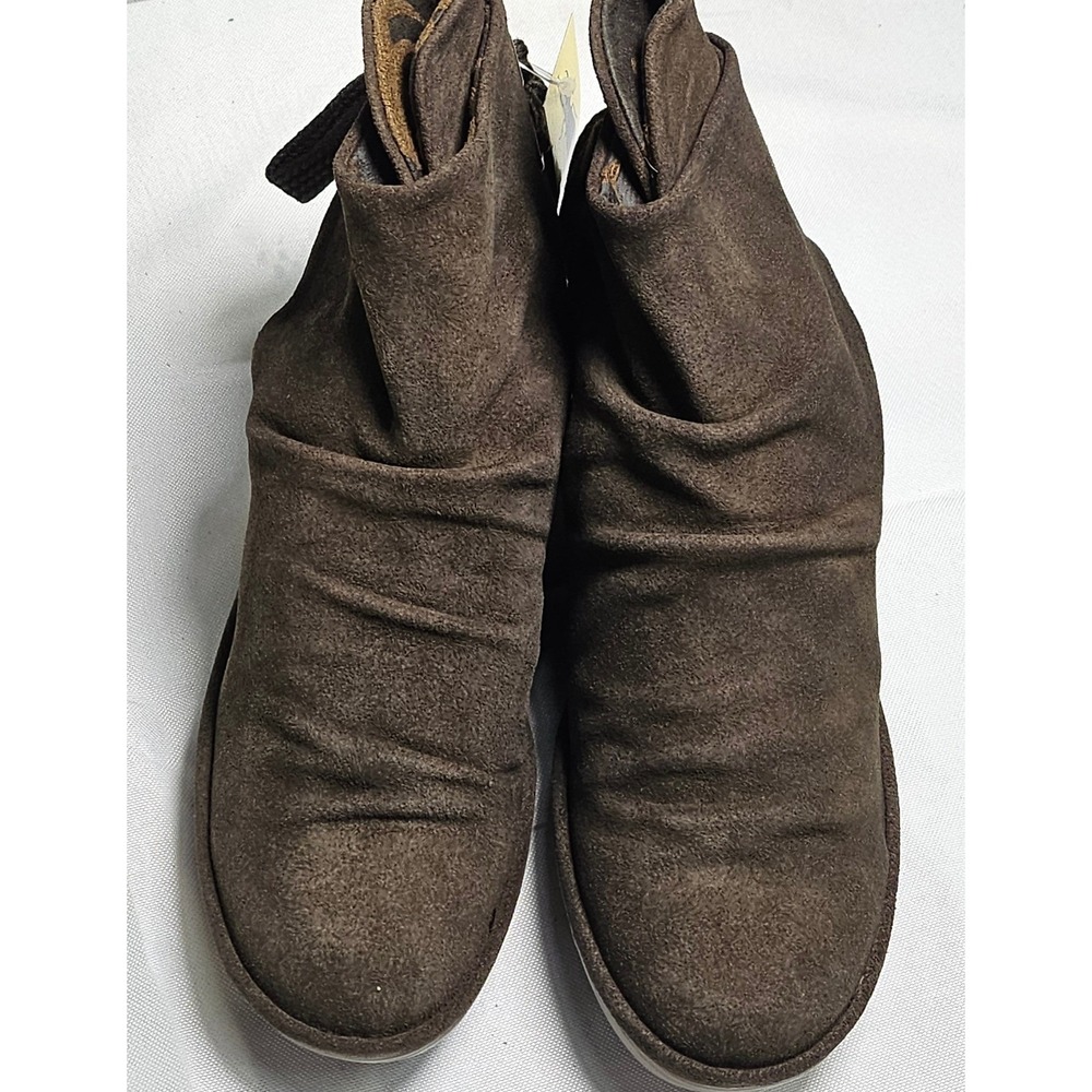FLY LONDON YAMA Suede Wedge Ankle Boots Brown Womens Size 35/US 5‎ New